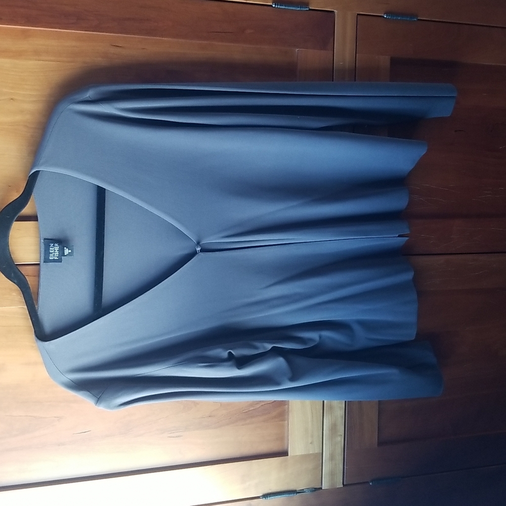 Eileen Fisher, deep gray,silk, stretchy jacket size small